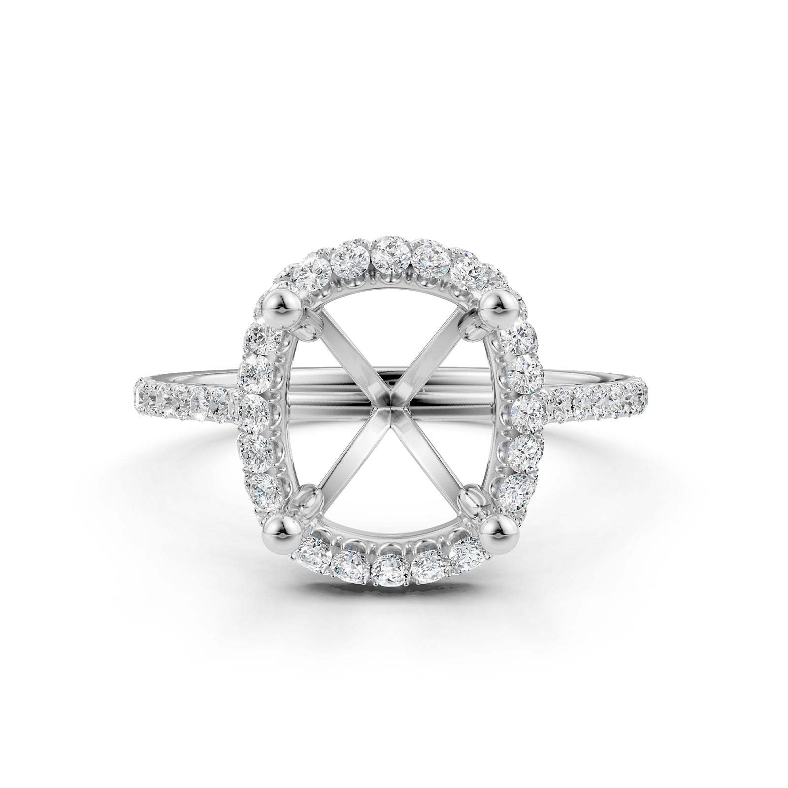 Double Halo Semi Mount Lab Grown Diamond Engagement Ring 0.53 Ct.